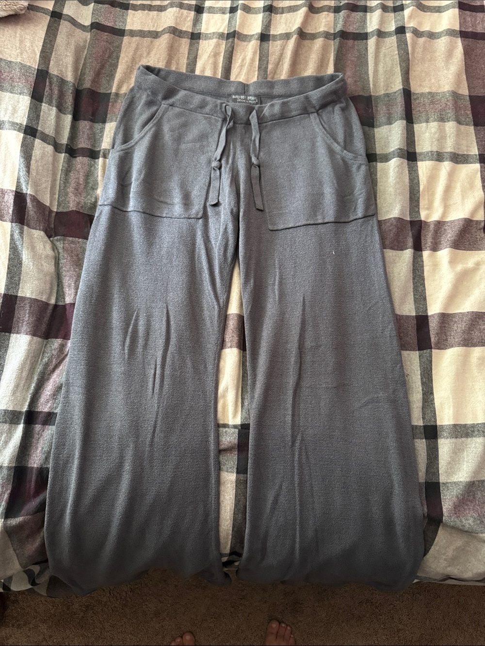 Barefoot Dreams Charcoal Gray Wide-Leg Knit Pants